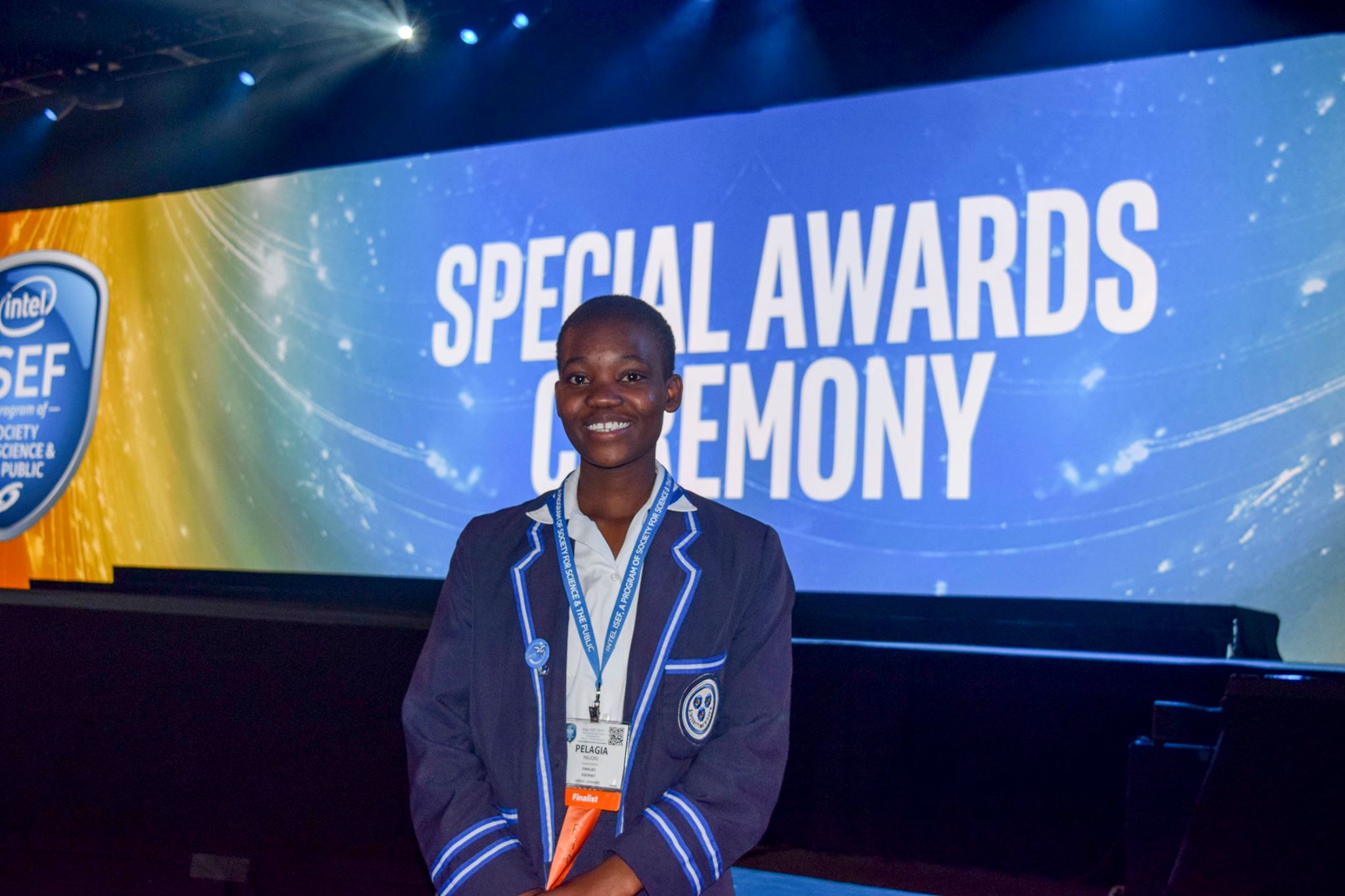 Pelagia at the Special Awards Ceremony for Intel ISEF in 2017.